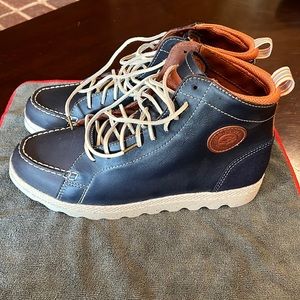 P.F. Flyers Foundation Collection Brewster Moc Toe blue and brown boots